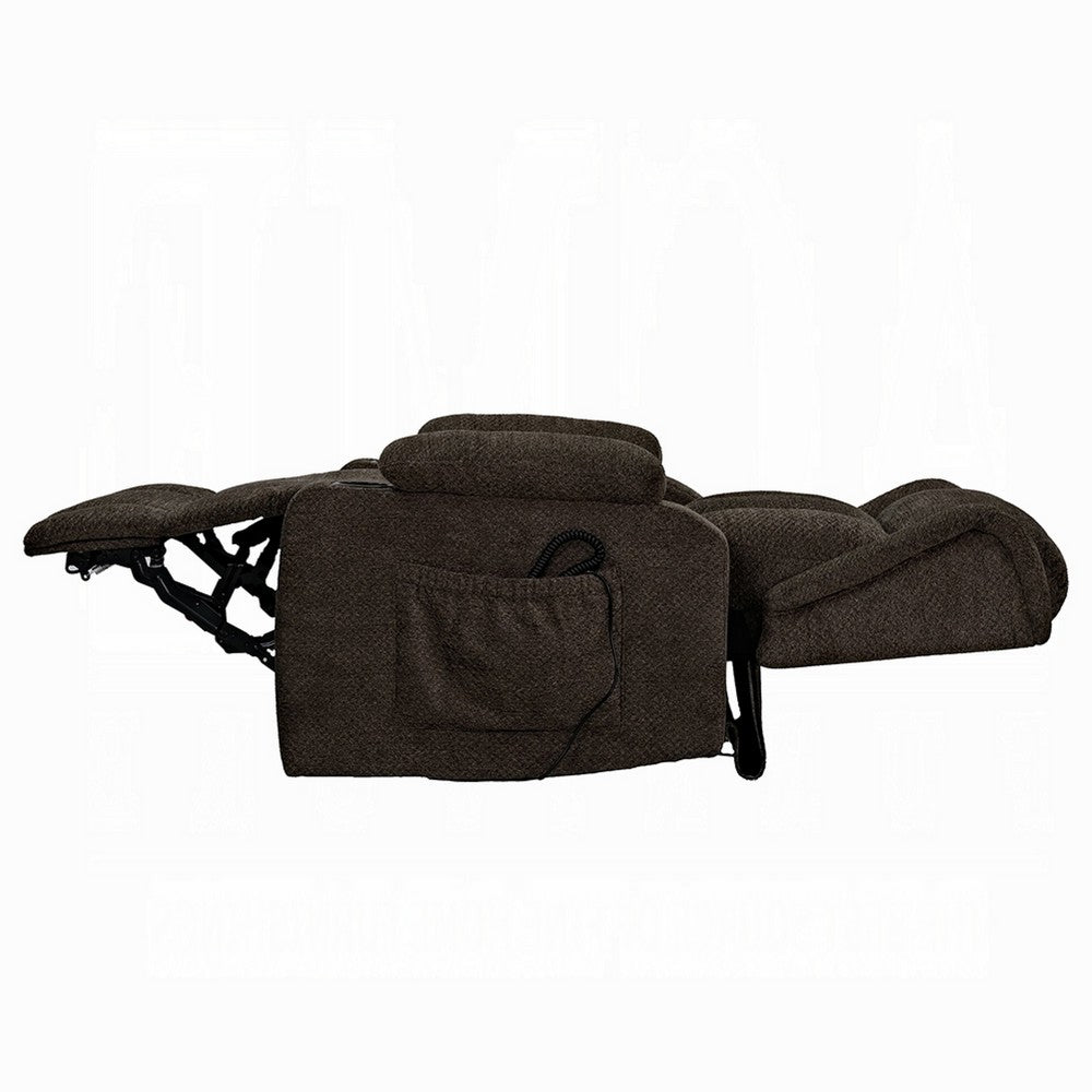 Leu Power Motion Recliner Chair with Stand Lift, Tufted Brown Linen - BM351818