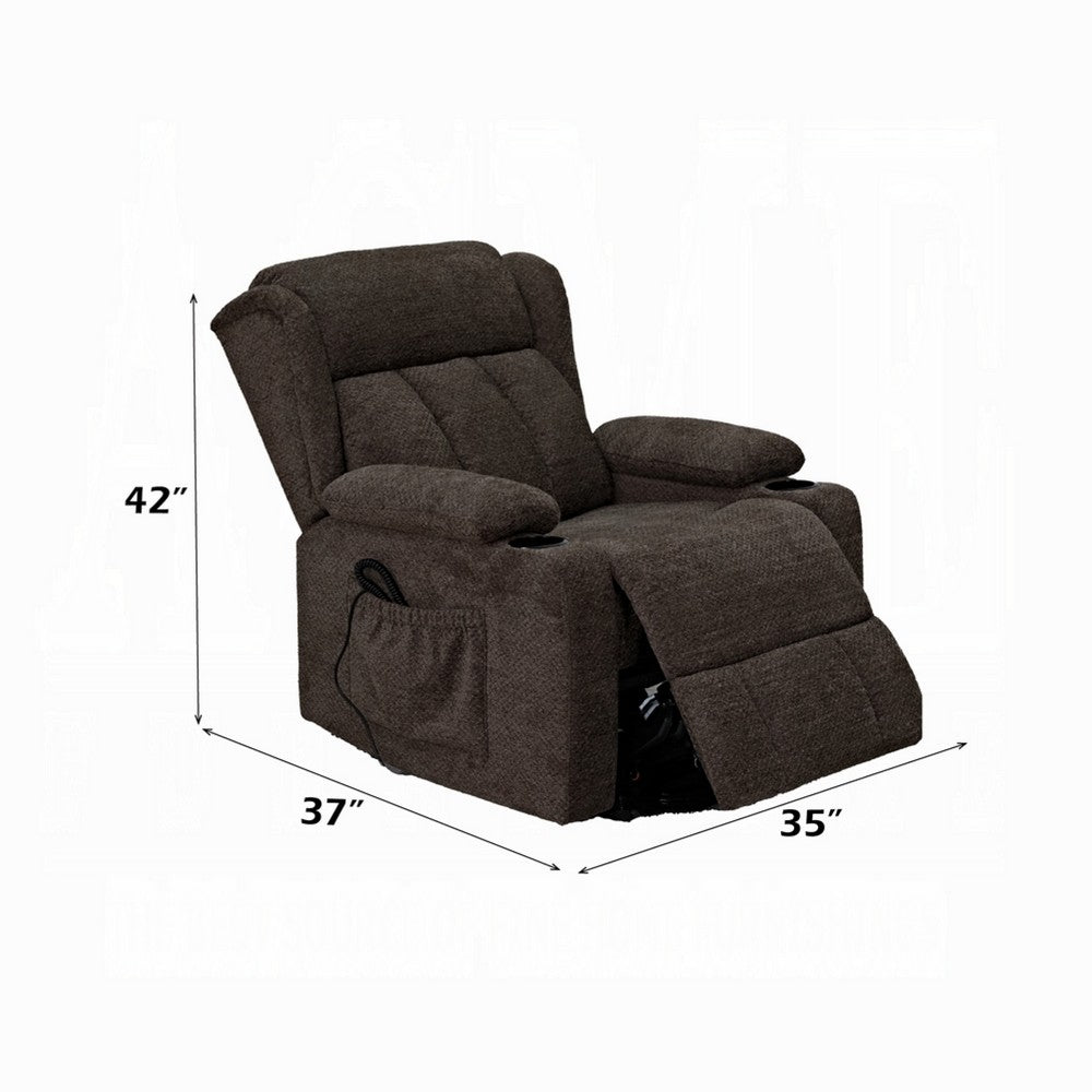 Leu Power Motion Recliner Chair with Stand Lift, Tufted Brown Linen - BM351818