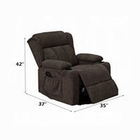 Leu Power Motion Recliner Chair with Stand Lift, Tufted Brown Linen - BM351818
