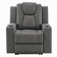 Jeju Power Motion Recliner with Power Headrest and LED, Gray Faux Leather - BM351819