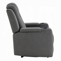 Jeju Power Motion Recliner with Power Headrest and LED, Gray Faux Leather - BM351819