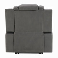 Jeju Power Motion Recliner with Power Headrest and LED, Gray Faux Leather - BM351819