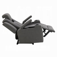 Jeju Power Motion Recliner with Power Headrest and LED, Gray Faux Leather - BM351819