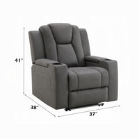 Jeju Power Motion Recliner with Power Headrest and LED, Gray Faux Leather - BM351819