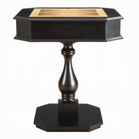 Boen Game Table for Backgammon, Piece Drawer, 28 Inch Top, Black Turned Base - BM351821