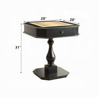 Boen Game Table for Backgammon, Piece Drawer, 28 Inch Top, Black Turned Base - BM351821