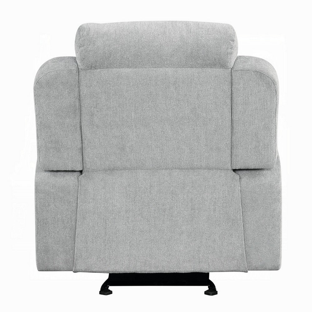 Alya Manual Motion Glider Recliner Chair, Storage Arms, Light Gray Chenille - BM351830