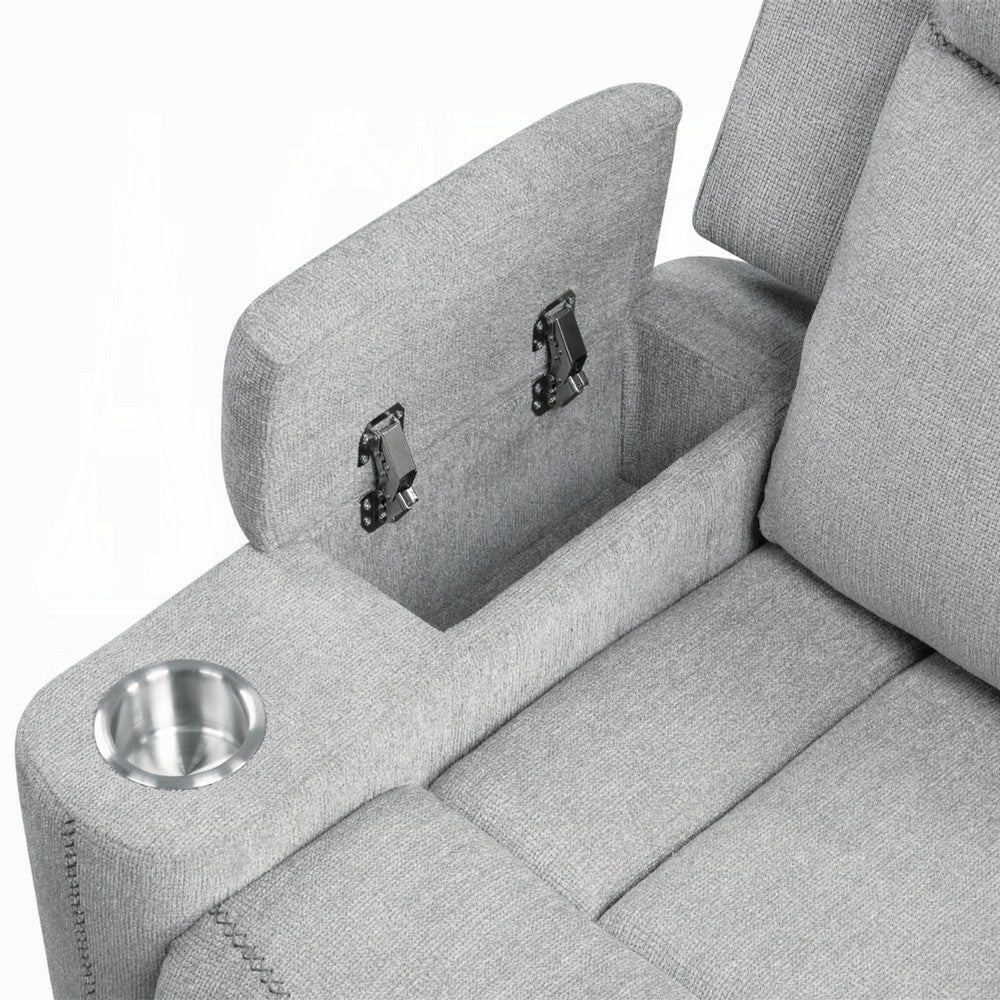 Alya Manual Motion Glider Recliner Chair, Storage Arms, Light Gray Chenille - BM351830