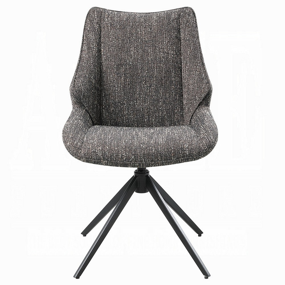 Maik Swivel Side Chair Set of 2, Wingback, Star Iron Base, Brown Chenille - BM351831