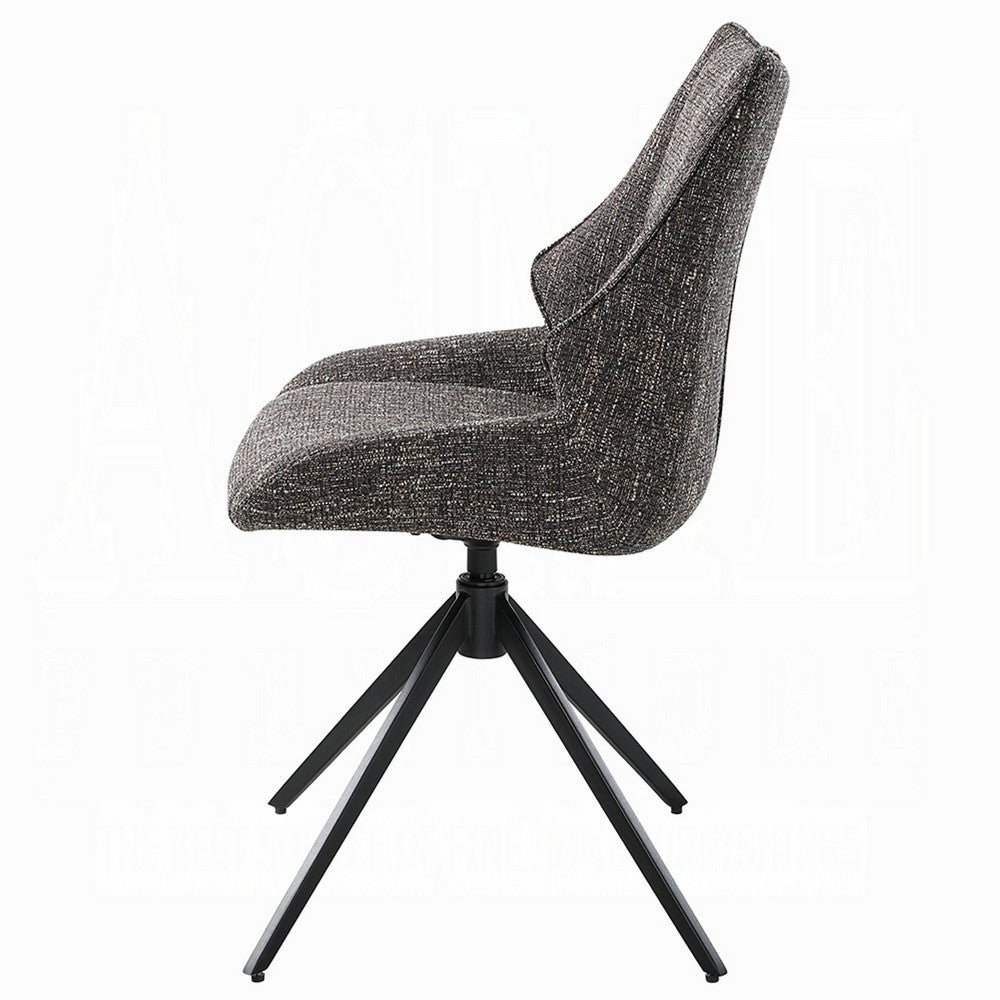 Maik Swivel Side Chair Set of 2, Wingback, Star Iron Base, Brown Chenille - BM351831