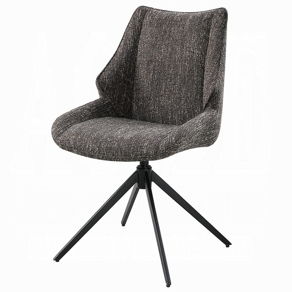 Maik Swivel Side Chair Set of 2, Wingback, Star Iron Base, Brown Chenille - BM351831