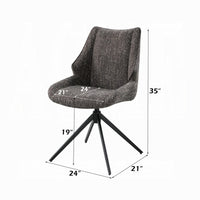 Maik Swivel Side Chair Set of 2, Wingback, Star Iron Base, Brown Chenille - BM351831
