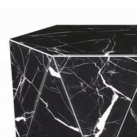 Kia Side End Table, Modern Hex Drum Shape, Faceted Black Glass 19 Inch - BM351832