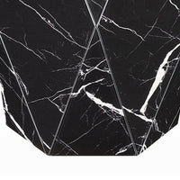 Kia Side End Table, Modern Hex Drum Shape, Faceted Black Glass 19 Inch - BM351832