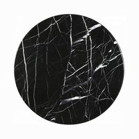 Kia Coffee Table, Round Marble Top, Three Leg Wood Base, Black 24 Inch - BM351833