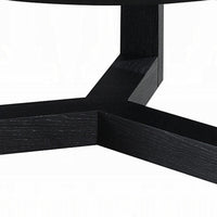 Kia Coffee Table, Round Marble Top and Three Leg Wood Base, Black 32 Inch - BM351834