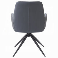 Husti Armchair Set of 2, Gray Fabric and Faux Leather, Black Iron Star Base - BM351835