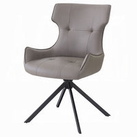 Mita Swivel Wingback Side Chair Set of 2, Tufted Faux Leather, Black Metal - BM351836