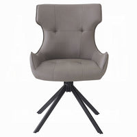 Mita Swivel Wingback Side Chair Set of 2, Tufted Faux Leather, Black Metal - BM351836