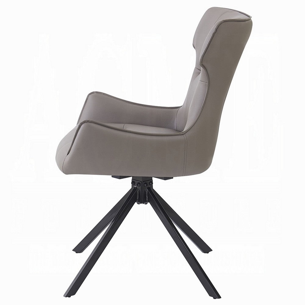 Mita Swivel Wingback Side Chair Set of 2, Tufted Faux Leather, Black Metal - BM351836