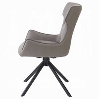 Mita Swivel Wingback Side Chair Set of 2, Tufted Faux Leather, Black Metal - BM351836