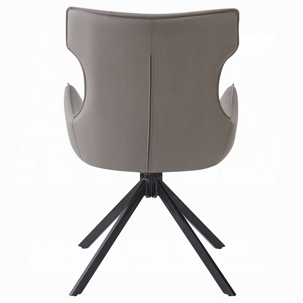 Mita Swivel Wingback Side Chair Set of 2, Tufted Faux Leather, Black Metal - BM351836