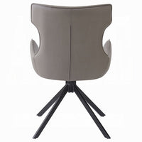 Mita Swivel Wingback Side Chair Set of 2, Tufted Faux Leather, Black Metal - BM351836
