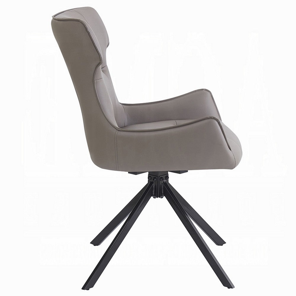Mita Swivel Wingback Side Chair Set of 2, Tufted Faux Leather, Black Metal - BM351836
