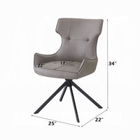 Mita Swivel Wingback Side Chair Set of 2, Tufted Faux Leather, Black Metal - BM351836