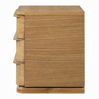Sery 3 Drawer Nightstand, Minimalist Lip Handles, Oak Brown Wood 26 Inch - BM351837