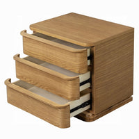 Sery 3 Drawer Nightstand, Minimalist Lip Handles, Oak Brown Wood 26 Inch - BM351837