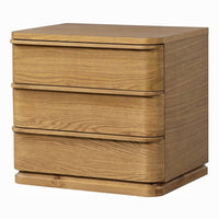Sery 3 Drawer Nightstand, Minimalist Lip Handles, Oak Brown Wood 26 Inch - BM351837