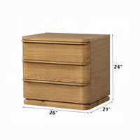 Sery 3 Drawer Nightstand, Minimalist Lip Handles, Oak Brown Wood 26 Inch - BM351837