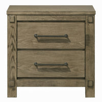 Cera Nightstand, 2 Drawers Bronze Handles, Antique White Oak Tone Wood - BM351841
