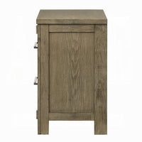 Cera Nightstand, 2 Drawers Bronze Handles, Antique White Oak Tone Wood - BM351841