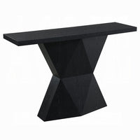 Kia Sofa Console Table, 47 Inch Top, Geometric Pedestal Base, Black - BM351845