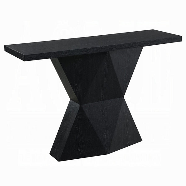 Kia Sofa Console Table, 47 Inch Top, Geometric Pedestal Base, Black - BM351845
