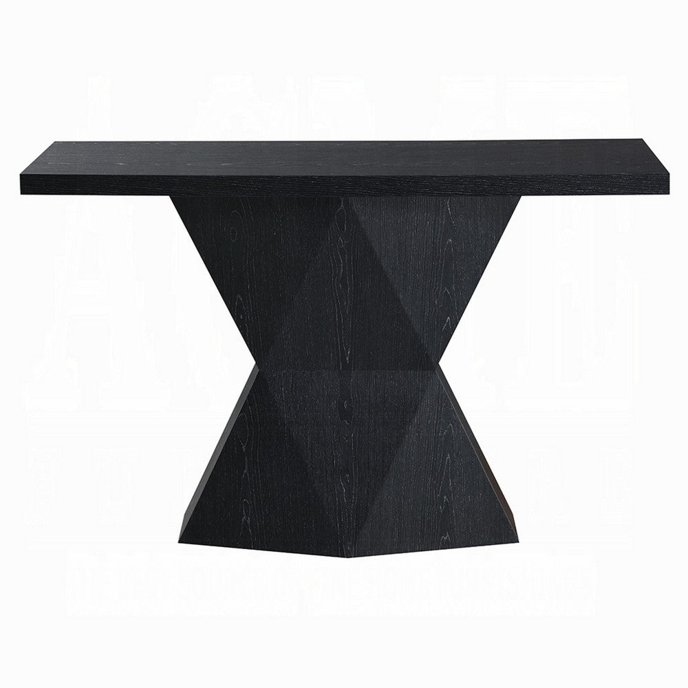 Kia Sofa Console Table, 47 Inch Top, Geometric Pedestal Base, Black - BM351845