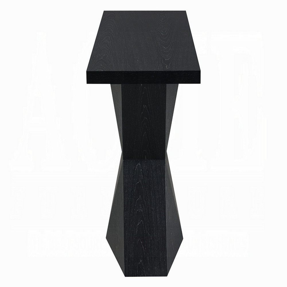 Kia Sofa Console Table, 47 Inch Top, Geometric Pedestal Base, Black - BM351845