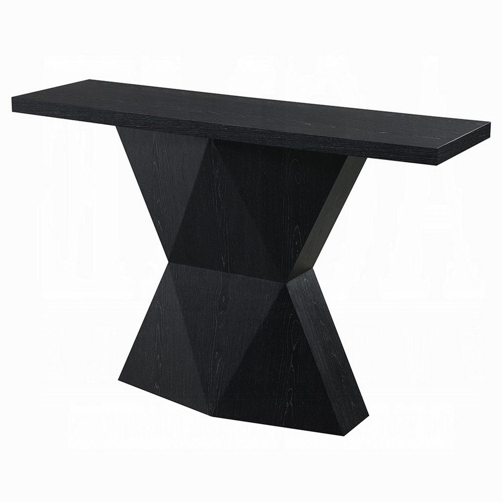 Kia Sofa Console Table, 47 Inch Top, Geometric Pedestal Base, Black - BM351845
