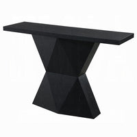 Kia Sofa Console Table, 47 Inch Top, Geometric Pedestal Base, Black - BM351845