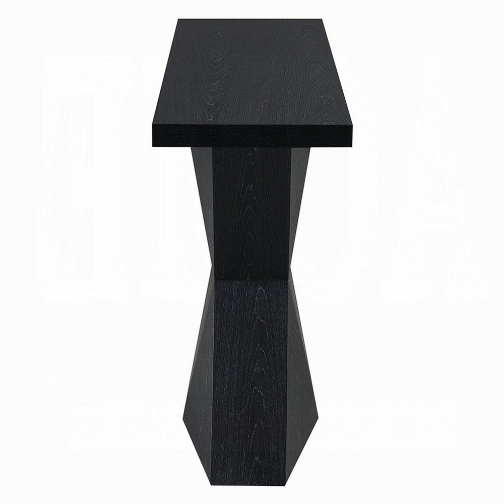 Kia Sofa Console Table, 47 Inch Top, Geometric Pedestal Base, Black - BM351845