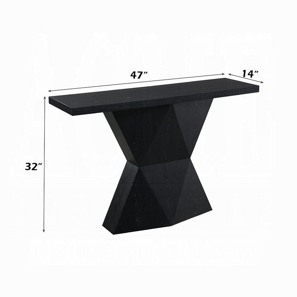 Kia Sofa Console Table, 47 Inch Top, Geometric Pedestal Base, Black - BM351845