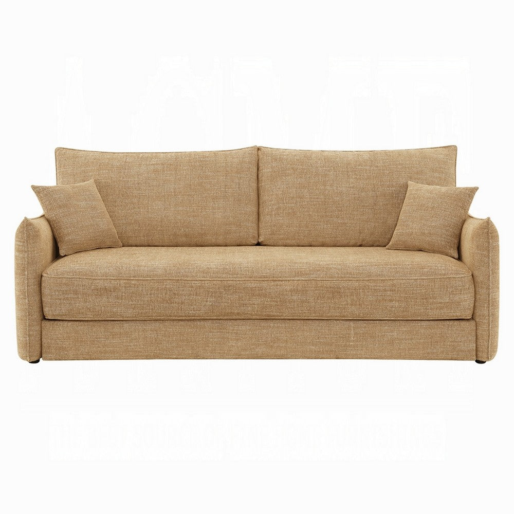 Mea Full Size Sleeper Sofa, 2 Throw Pillows, Plush Mocha Brown Chenille - BM351848