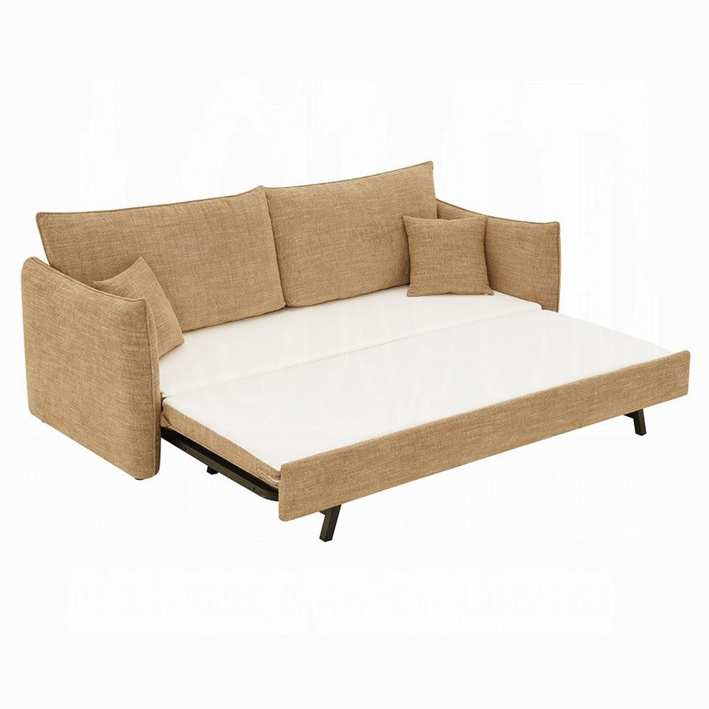 Mea Full Size Sleeper Sofa, 2 Throw Pillows, Plush Mocha Brown Chenille - BM351848