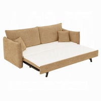 Mea Full Size Sleeper Sofa, 2 Throw Pillows, Plush Mocha Brown Chenille - BM351848