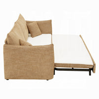 Mea Full Size Sleeper Sofa, 2 Throw Pillows, Plush Mocha Brown Chenille - BM351848