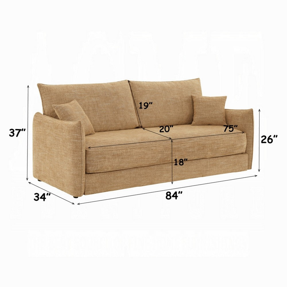Mea Full Size Sleeper Sofa, 2 Throw Pillows, Plush Mocha Brown Chenille - BM351848