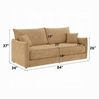 Mea Full Size Sleeper Sofa, 2 Throw Pillows, Plush Mocha Brown Chenille - BM351848