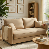 Mea Full Size Sleeper Sofa, 2 Throw Pillows, Plush Mocha Brown Chenille - BM351848